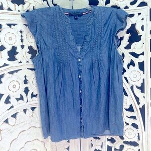 Tommy Hilfiger cap sleeved flutter top
